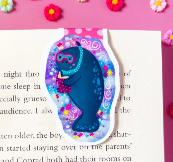 Reading Manatee Magnetic Bookmark